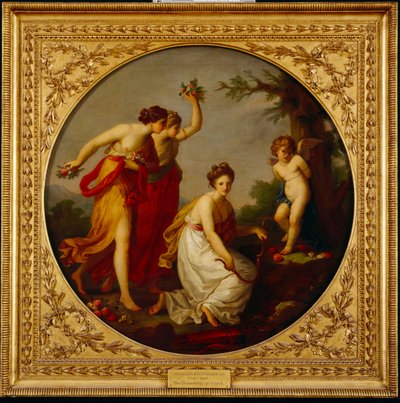 Cupido lefegyverzése (olaj, vászon) alkotó: Angelica Kauffman