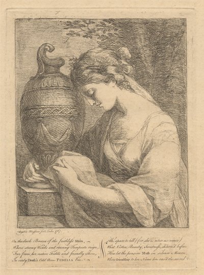 Egy nő, aki egy urna mellett sír alkotó: Angelica Kauffmann