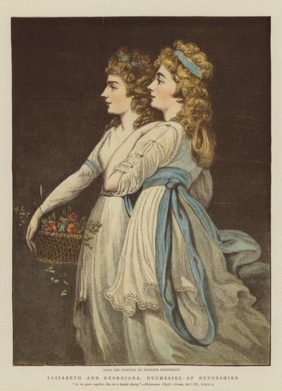 Elizabeth és Georgiana, Devonshire hercegnői (chromolitho) alkotó: Angelica Kauffmann