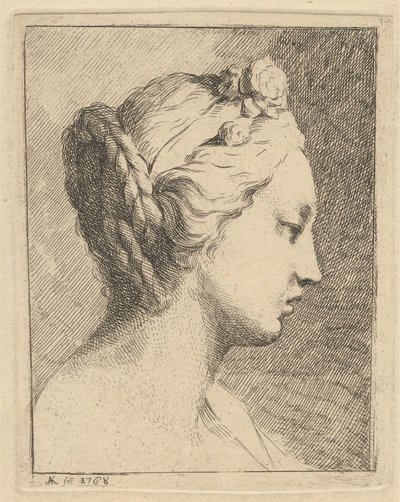 Fiatal nő feje jobbra néző profilban alkotó: Angelica Kauffmann