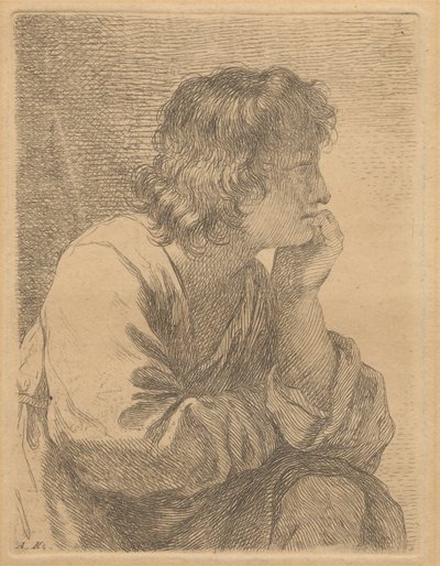 Egy meditáló fiatal férfi profilja alkotó: Angelica Kauffmann