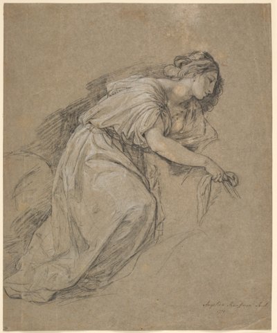 Tanulmány egy térdelő nő életéből profilban alkotó: Angelica Kauffmann