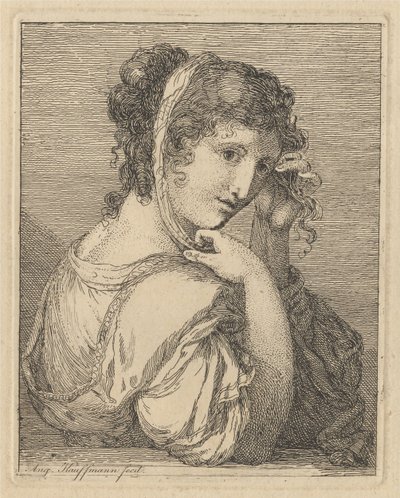 Hajában szalagot igazító nő alkotó: Angelica Kauffmann