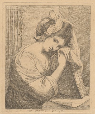 Töprengő fiatal nő alkotó: Angelica Kauffmann