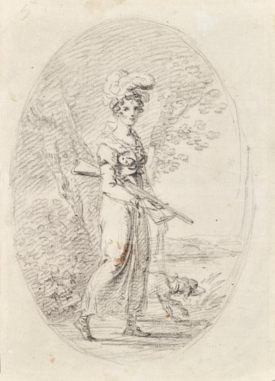 Vadásznő kutyával alkotó: Angelica Kauffmann