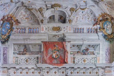 Csarnok a bolognai negyeddel, Őrség csarnoka, Este hercegi palota, Sassuolo, Olaszország alkotó: Angelo Michele Colonna