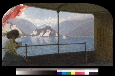 Egy hajó a Maggiore-tavon, 1915 alkotó: Angelo Morbelli