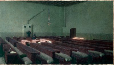 Karácsony az idősek hospice-jában Pio Albergo Trivulzio Milánóban Angelo Morbelli (1853-1919) festménye 1909 Méret: 99x173,5 cm Torino, Galleria Civica d
