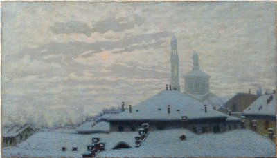 Tetők a hó alatt Tetők a hó alatt, 1910. alkotó: Angelo Morbelli