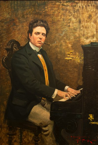 Pietro Mascagni zeneszerző portréja 1863-1945, 1899. alkotó: Angiolo Tommasi