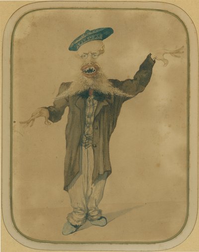 Telemaco Signorini Párizsból hazatérő karikatúrája, 1884 körül (tempera, karton) alkotó: Angiolo Tricca