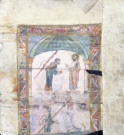 Krisztus oktatja Pétert Kapernaumban a tiszteletdíjról, i.sz. 1000 körül alkotó: Anglo Saxon