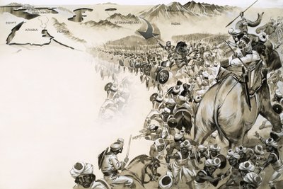 Nagy Sándor lerohanja Indiát alkotó: Angus McBride