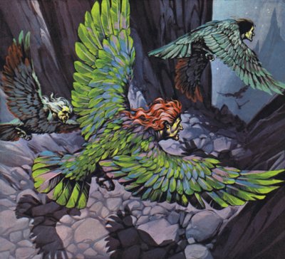 Hárpiák (színes litográfia) alkotó: Angus McBride