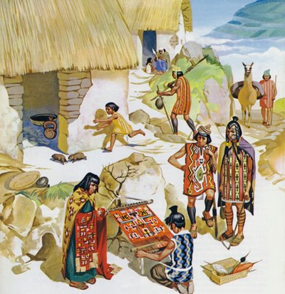 Otthon Peruban, Kr. u. 100 körül (színes litográfia) alkotó: Angus McBride