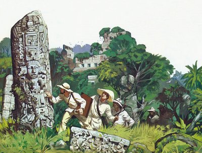 Elveszett városok Közép-Amerika dzsungelében (színes litográfia) alkotó: Angus McBride