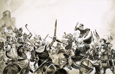 711-ben a spanyol erőket megtámadó mór harcosok alkotó: Angus McBride