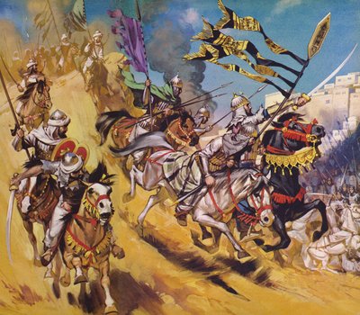 Szaladin és szaracénjai (színes litográfia) alkotó: Angus McBride