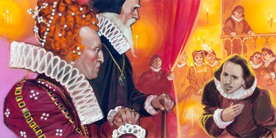 Shakespeare bemutatása I. Erzsébet királynőnek alkotó: Angus McBride