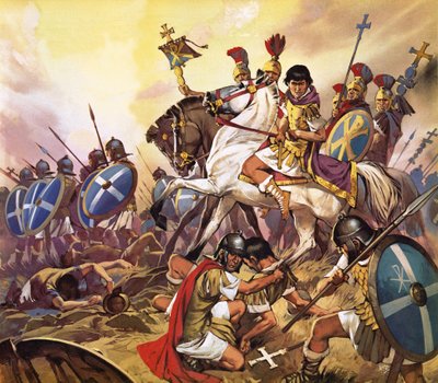 Konstantin császár a csatában alkotó: Angus McBride
