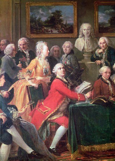 Soirée Madame Geoffrin otthonában Lekain és Mademoiselle Clairon részlete, 1755, olaj, vászon alkotó: Anicet Charles Lemonnier