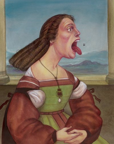 Woman Eating A Fly, 2018 (akrilfesték illusztrációs táblára) alkotó: Anita Kunz