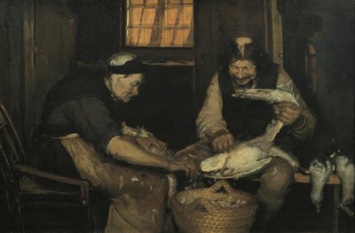 Öreg pár sirályokat kopasztás. Lars Gaihede és az öreg Lene alkotó: Anna Ancher