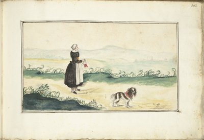 Farmer nő és kutya a tájon alkotó: Anna Cornelia Moda (possibly)