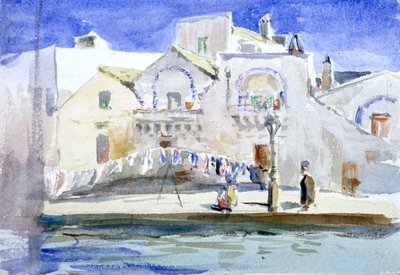 "Házak a csatorna mellett mosóvezetékkel", 1864-1930. alkotó: Anna Lea Merritt