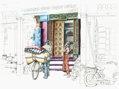 Fabric merchant, 2018 (pasztell és ceruza) alkotó: Annalisa Morrocco
