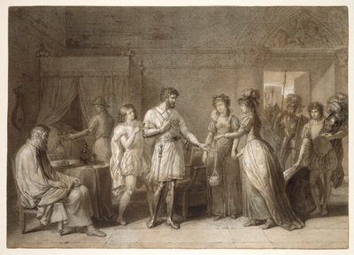 Bayard visszautasítja háziasszonya ajándékait, Bresciában alkotó: Anne-Louis Girodet de Roucy-Trioson