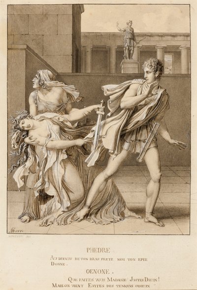 Phaedre, miután kinyilvánította szenvedélyét, megpróbálja megölni magát Hippolytus kardjával alkotó: Anne-Louis Girodet de Roucy-Trioson