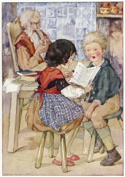 Peter iszonyatos félelemmel ült és Heidit bámulta (színes litó) alkotó: Anne (after) Anderson