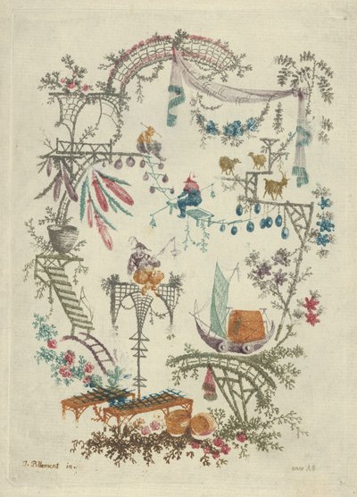 Chinoiserie a kínai arabeszk jegyzetfüzetek új csomagjából, 1790-99. alkotó: Anne Allen