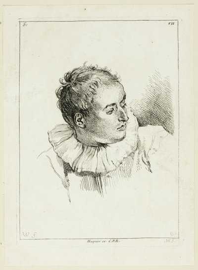 Férfi fej (balra fordítva) alkotó: Anne Claude Philippe Caylus