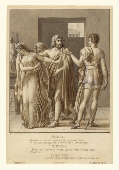 Phaidra visszautasítja Thészeusz ölelését alkotó: Anne Louis Girodet de Roucy Trioson