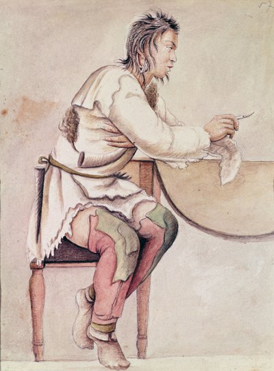 Egy indián portréja (vörös kabát) (akvarell papíron) alkotó: Anne Marguerite Hyde de Neuville