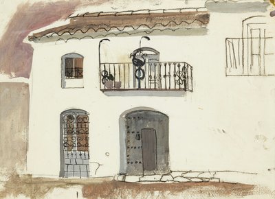 Spanyol ház (kréta és gouache) alkotó: Anne Redpath