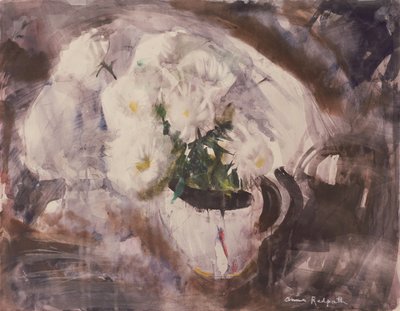Fehér virágok fehér kancsóban, 1960 körül (akvarell, papír) alkotó: Anne Redpath