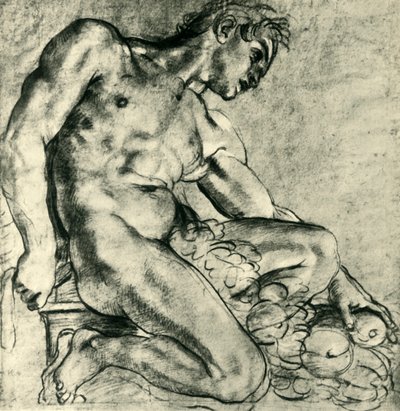 Ülő Ignudo füzérrel, 1598-1599, 1943. alkotó: Annibale Carracci