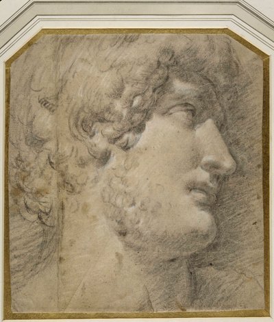 Gallienus császár (vagy ?Hadrianus) feje, az antik után (krémpapíron fekete kréta) alkotó: Annibale Carracci
