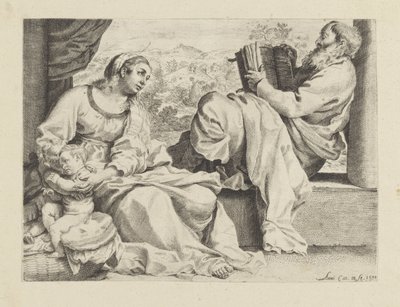 Szent Család a fiatal Keresztelő Jánossal alkotó: Annibale Carracci