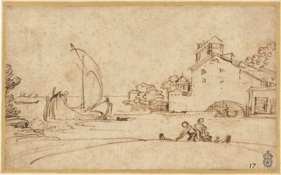 Táj alakokkal egy torkolat mellett vitorláshajókkal alkotó: Annibale Carracci
