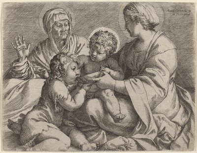 Madonna és gyermeke Szent Erzsébettel és Keresztelő Jánossal (La Madonna della Scodella) alkotó: Annibale Carracci