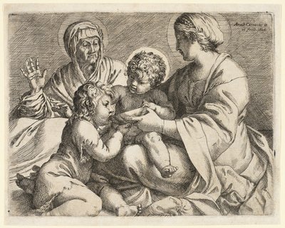 Madonna és gyermeke Szent Erzsébettel és Keresztelő Jánossal alkotó: Annibale Carracci