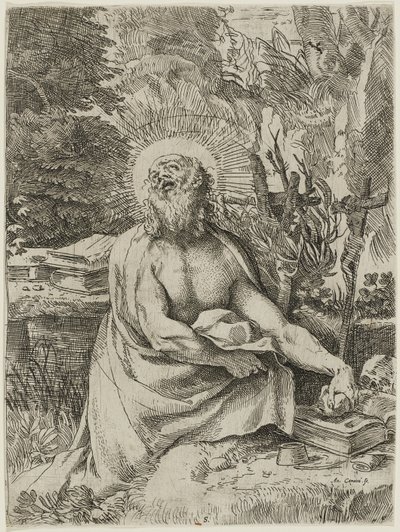Szent Jeromos a vadonban, 1591 körül (metszet fektetett papírra, iiiiv) alkotó: Annibale Carracci