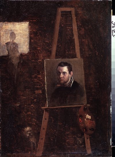 Önarckép a festőállványon, 1603-04 alkotó: Annibale Carracci