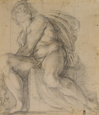 Tanulmány egy ignudo számára alkotó: Annibale Carracci