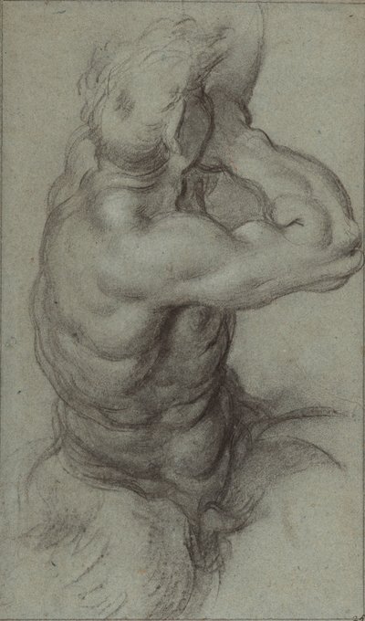 Kagylókürtöt fújó Tritón tanulmánya (előlap); Egy kar részlettanulmánya (hátlap) alkotó: Annibale Carracci