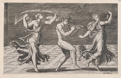 Speculum Romanae Magnificentiae: Faunok és Bacchantok tánca, 16. század eleje..., 16. század eleje alkotó: Anon